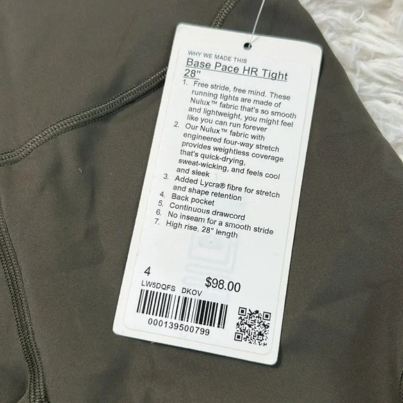 NWT Lululemon Base Pace High-Rise Running Tight 28" Dark Olive - Picture 3 of 7